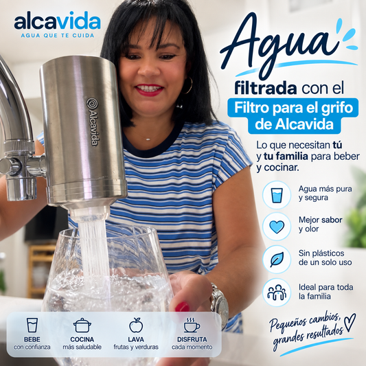 Filtro de Agua para Grifo Alcavida – Reduce hasta 148 Contaminantes, Filtración 0,1 Micras