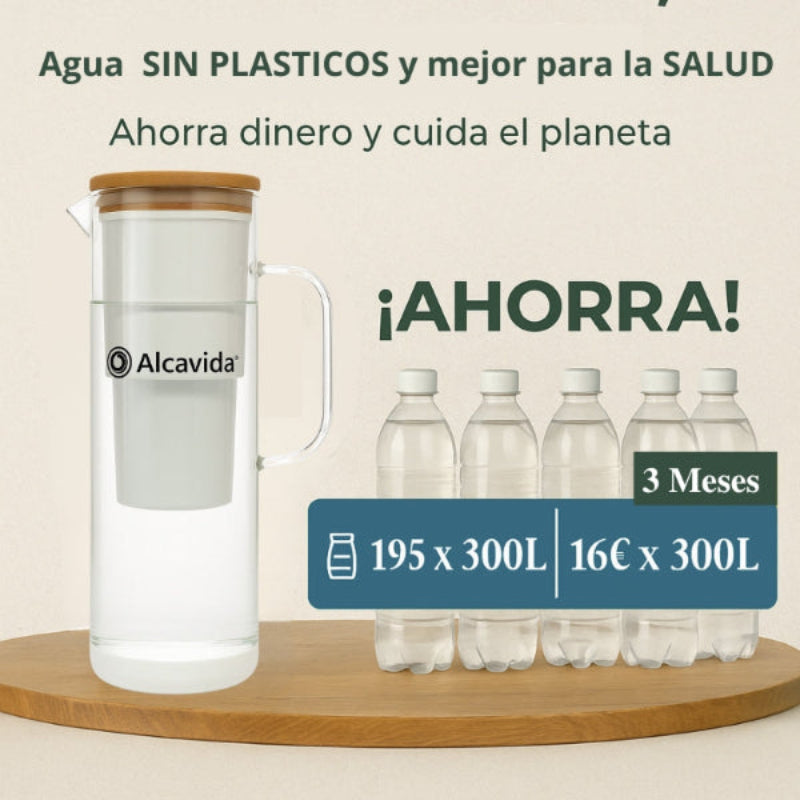 Jarra agua alcalina de cristal Alcavida
