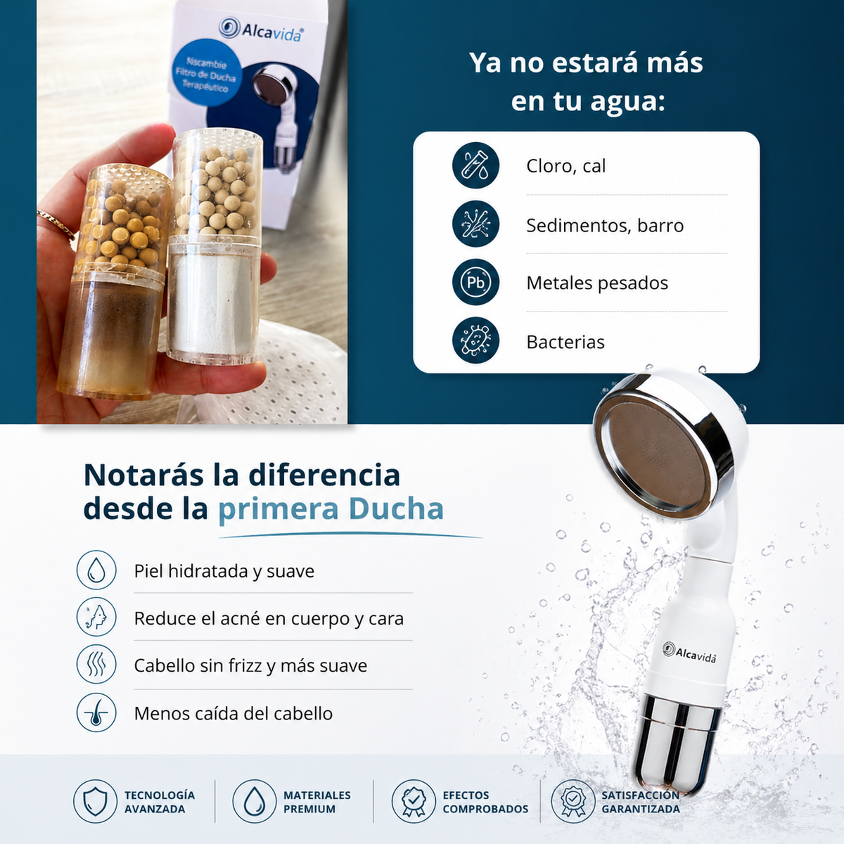 Filtro de ducha terapéutico Alcavida diferencia del filtro después de uso.png