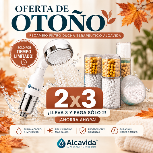 Oferta 3 x2 kit Cartucho ducha terapéutica de Alcavida