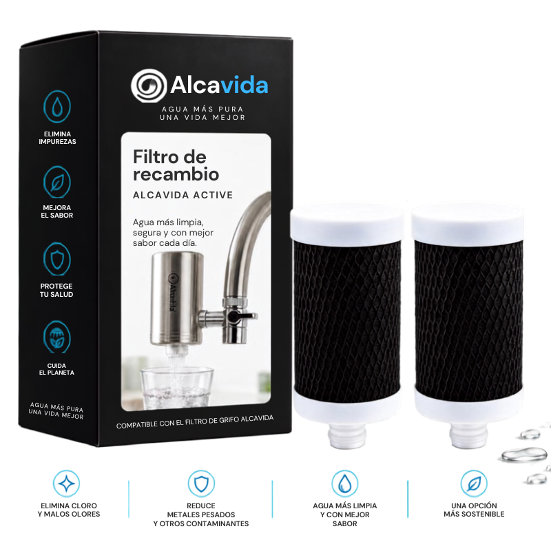 Cartucho recambio filtro de agua para el grifo Alcavida Active 2x