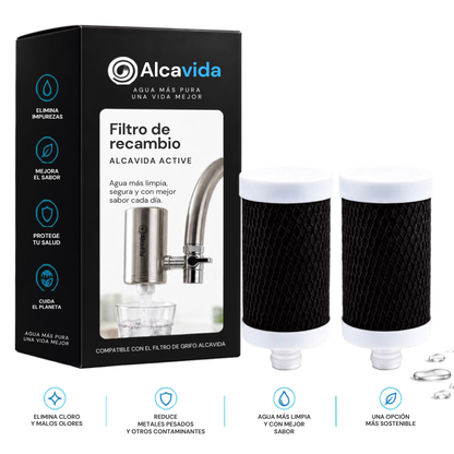 Cartucho recambio filtro de agua para el grifo Alcavida Active 2x